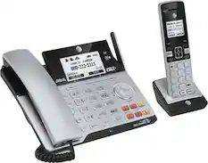 Angle. AT&T - TL86103 DECT 6.0 2-Line Expandable Corded/Cordless Phone with Bluetooth Connect to Cell and Answering System - Silver/Black.