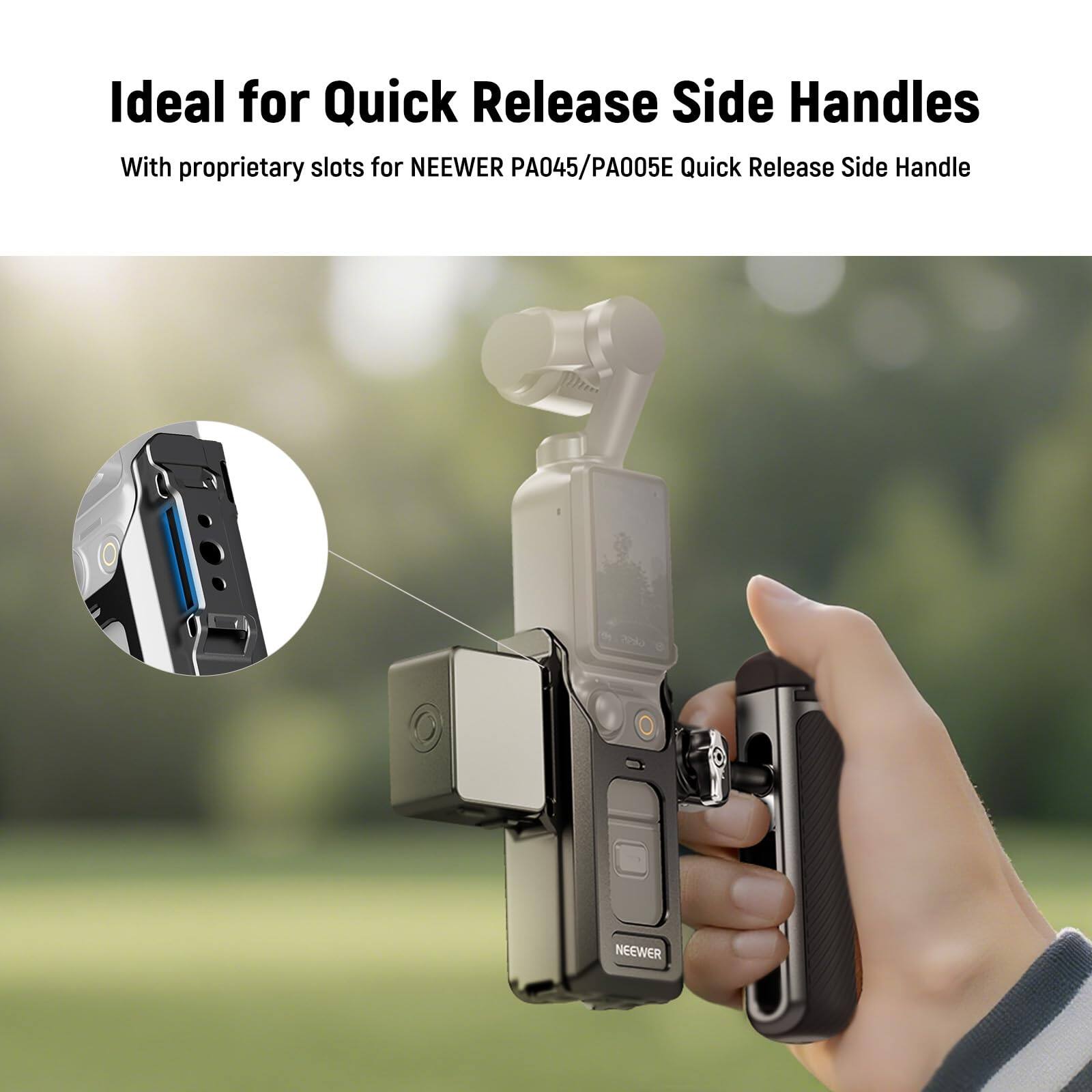 Ideal for Quick Release Side Handles

With proprietary slots for NEEWER PA045/PA005E Quick Release Side Handle