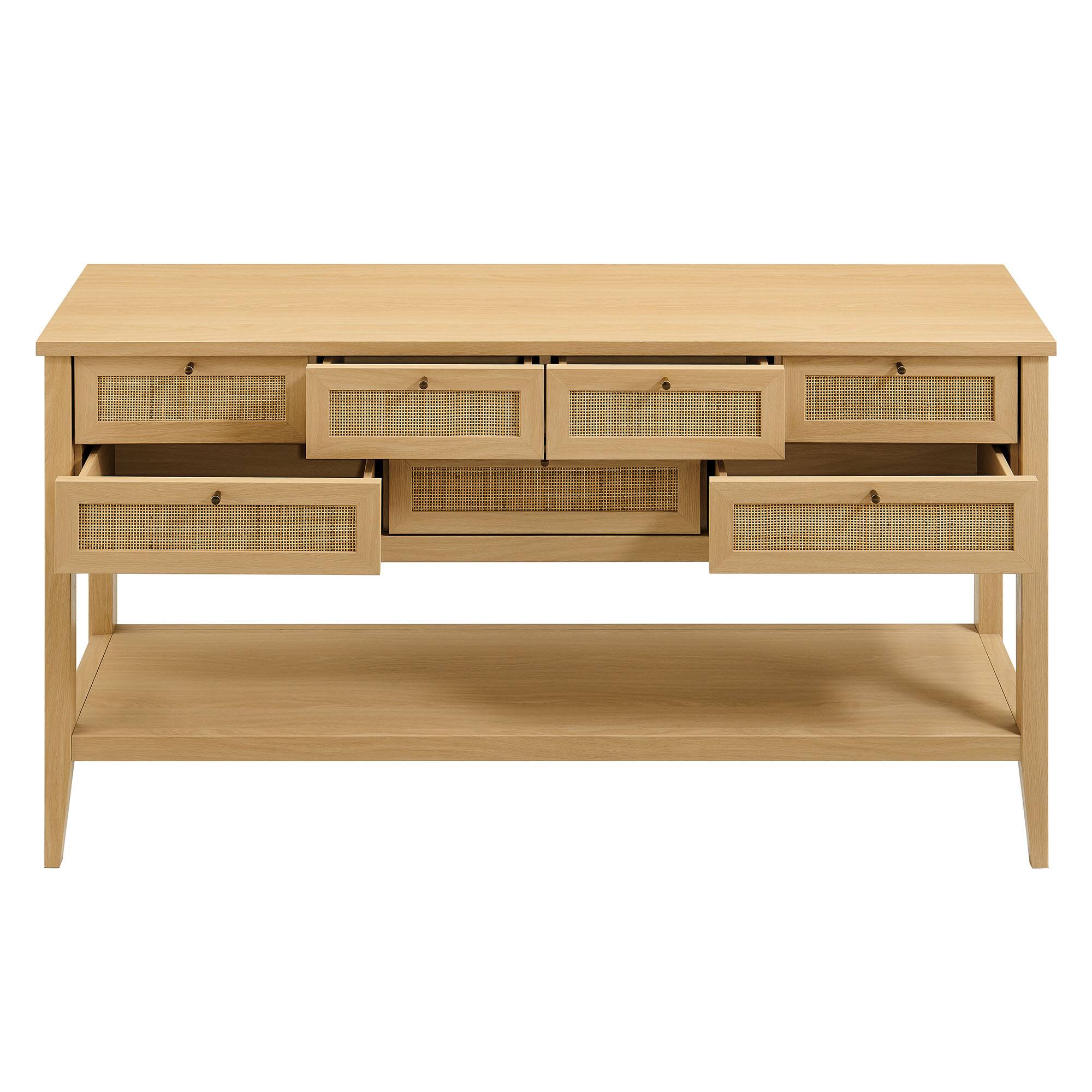 Alt View 5. Modway - Soma 62 Inch Rattan Console Table by Modway - Oak.