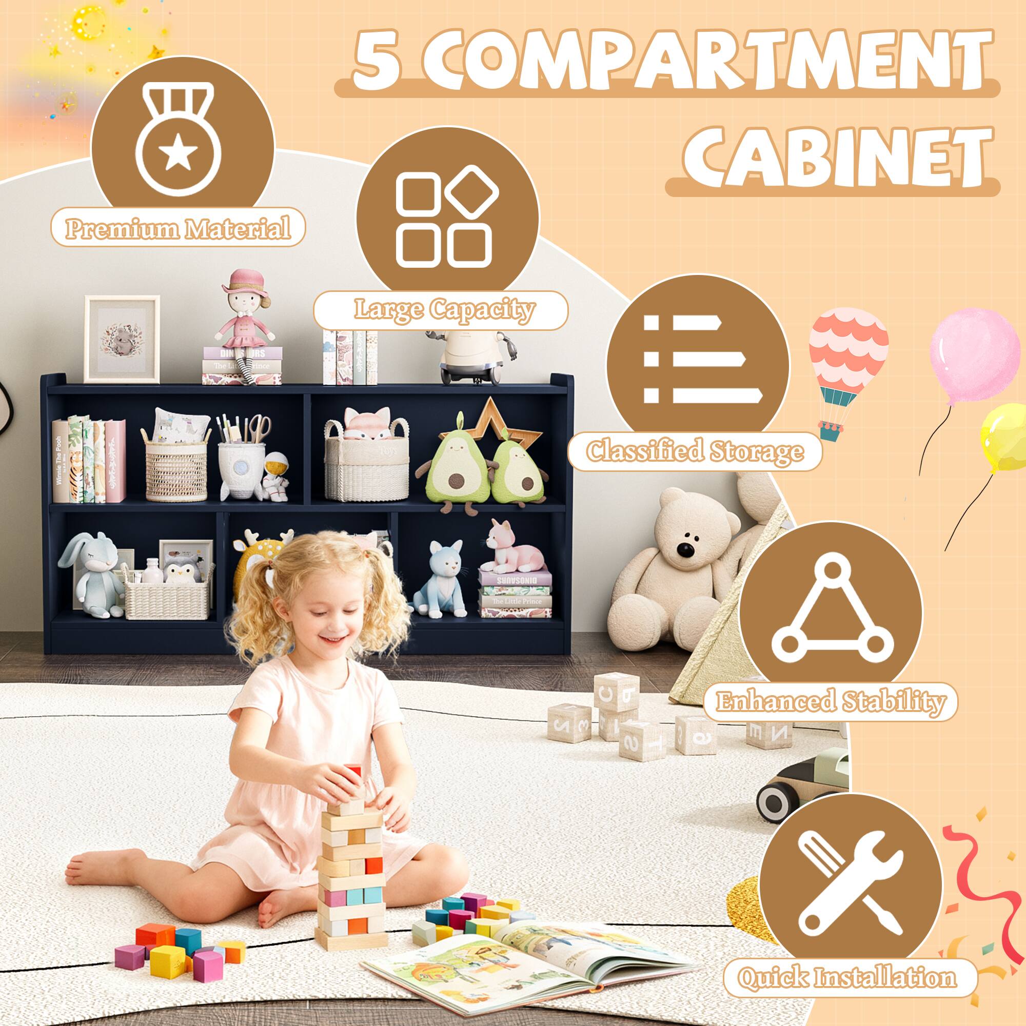 5 COMPARTMENT CABINET

- Premium Material
- Large Capacity
- Classified Storage
- Enhanced Stability
- Quick Installation