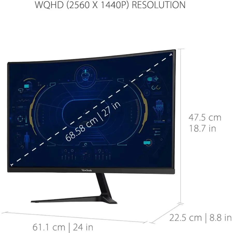 Alt View 23. ViewSonic - VX2718-2KPC-MHD 27" LCD Curved QHD Adaptive Sync Gaming Monitor (DisplayPort and HDMI) - Black.