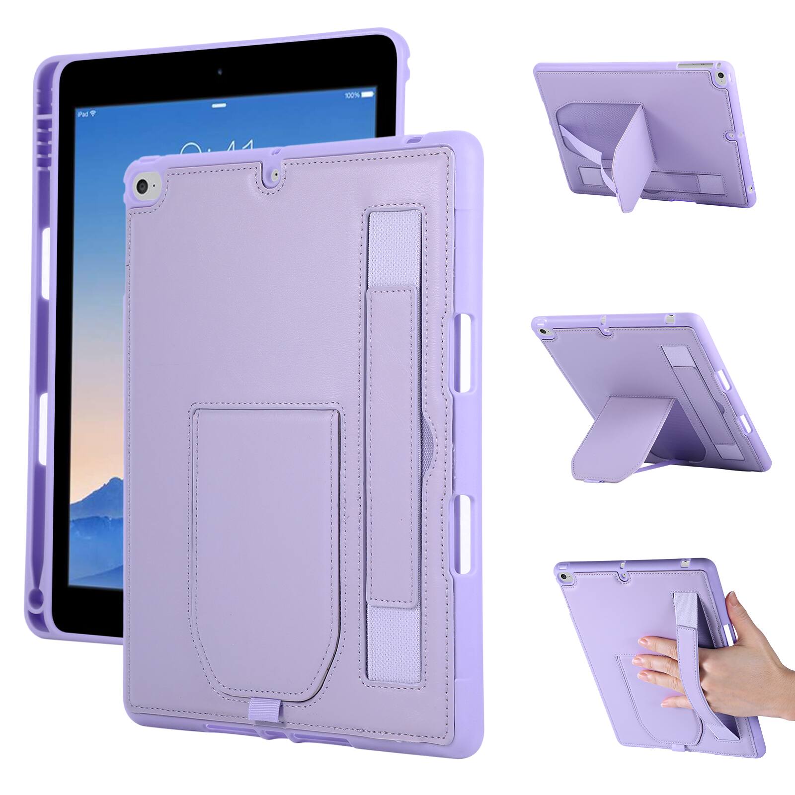 "Dteck - Shockproof Case for Apple iPad (6th Generation) 9.7"" 2018 with Hand Strap and Kickstand, PU Leather TPU Protective Cover - Purple" price history on PriceWatchPro