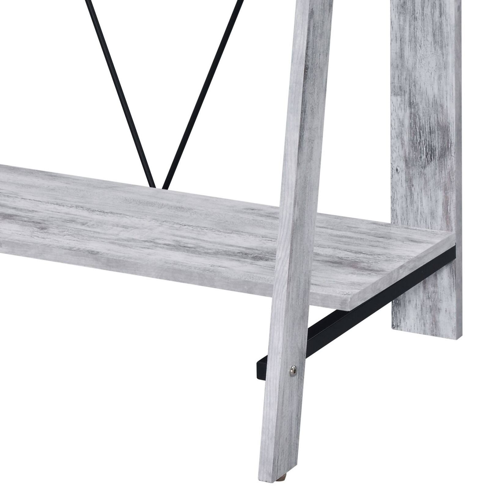 Alt View 5. Glintex - Rectangular Writing Desk with Upper and Lower Storage Shelves, Sturdy 15mm Panels and Metal V-Back Design - Black+Grey.