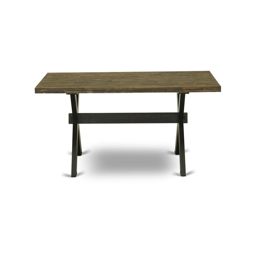 Alt View 1. East West Furniture - X676MZ650-7 7 Pc Dinette Set - Distressed Jacobean Kitchen Table with 6 Dark Gotham Grey Dining Chairs - Wire Brushed - Multi-Color.