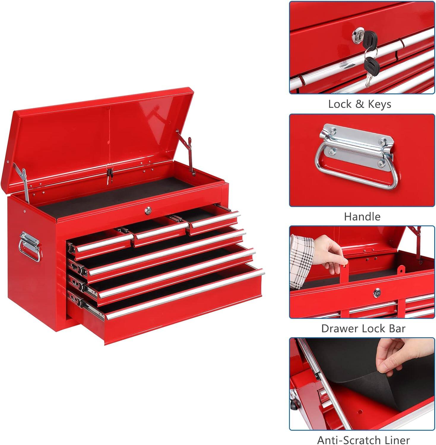 - Lock & Keys
- Handle
- Drawer Lock Bar
- Anti-Scratch Liner