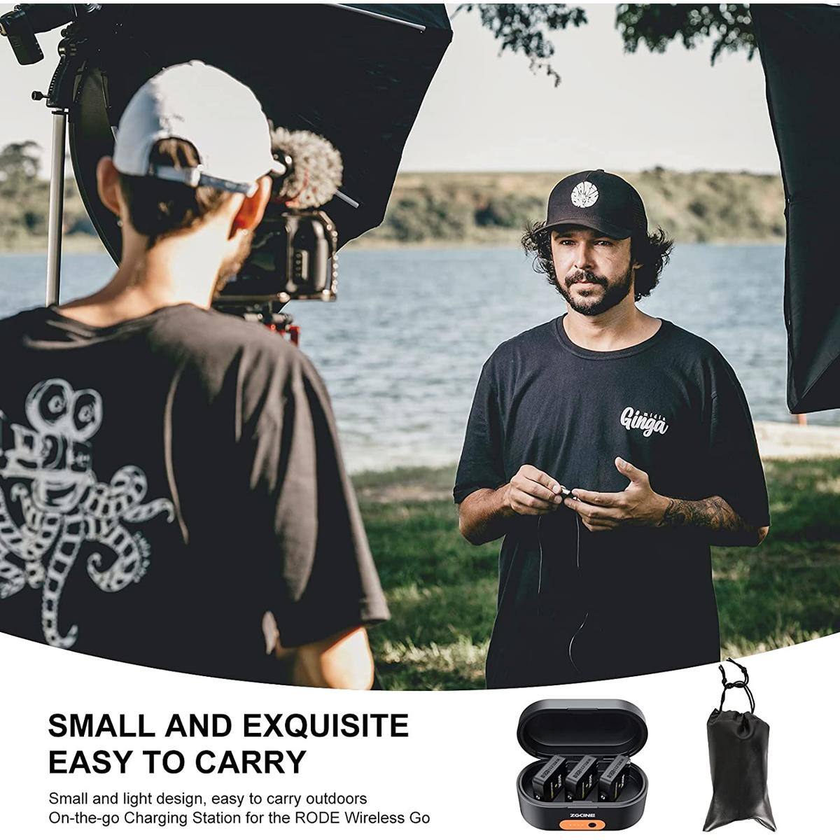 SMALL AND EXQUISITE  
EASY TO CARRY  

Small and light design, easy to carry outdoors  
On-the-go Charging Station for the RODE Wireless Go