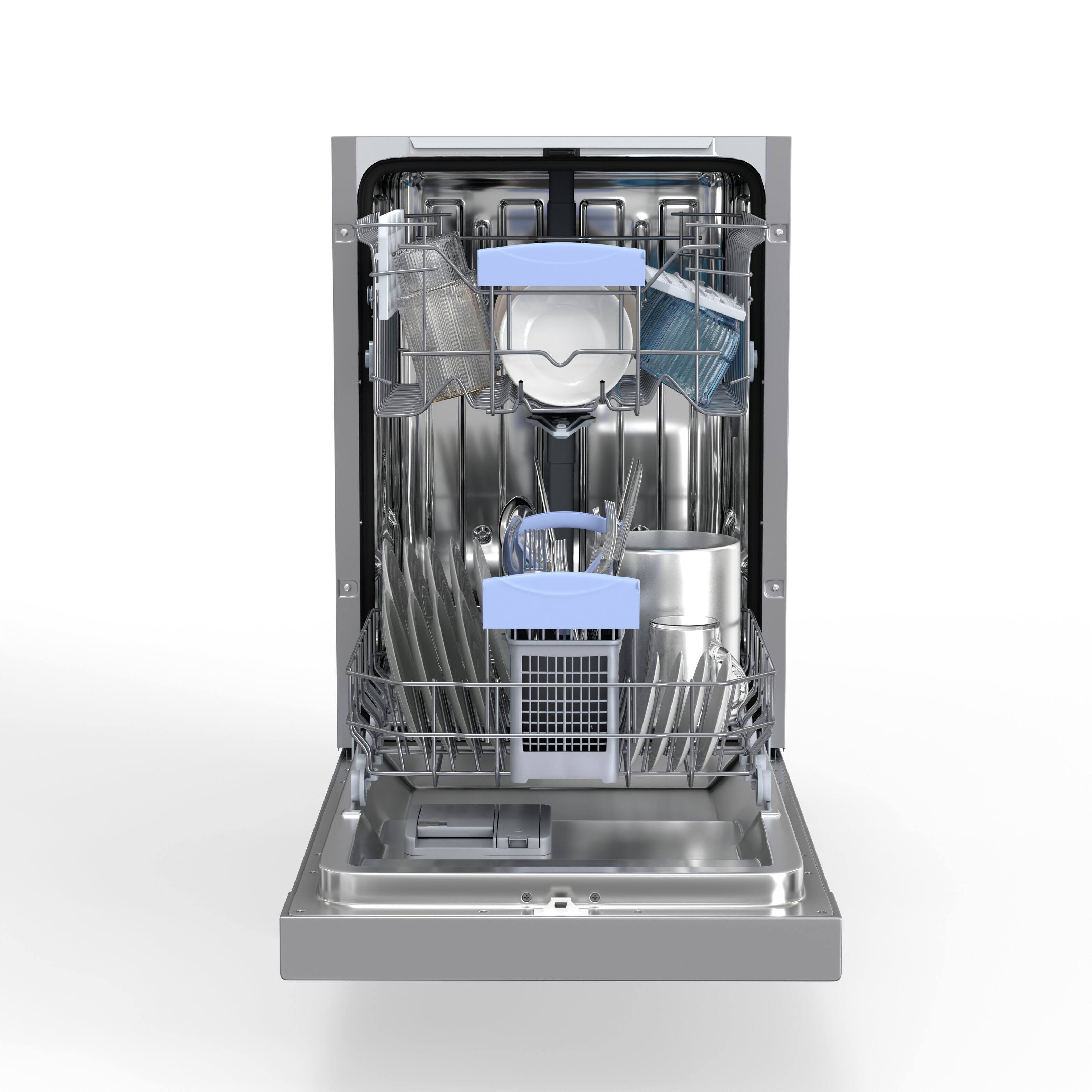 Angle. Equator - Equator 18" Built-In Dishwasher Front Control 10 place+Wine Rack 3.4g Sanitize Super Dry 51 dB 110V Energy Star - Stainless.