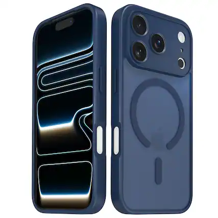 Front. Vena - For Apple iPhone 17 Pro Case Magsafe, Magnetic Shockproof Translucent Back Slim Protective Phone Case, Blue - Blue.