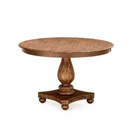 East West Furniture - FE2-0N-TP FERRIS Round Dining Table with Pedestal, Rustic Rubberwood Table Finish - Sandblasting Antique Walnut