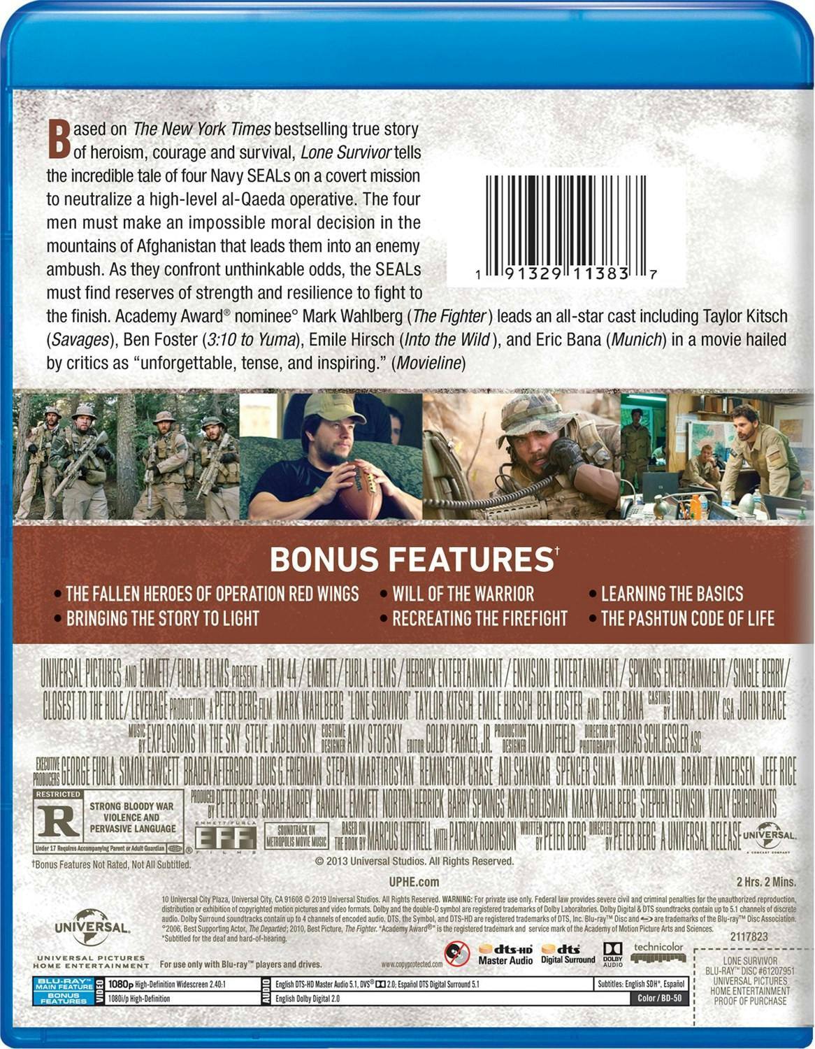Back. Lone Survivor (Blu-ray New Box Art) [Blu-ray].