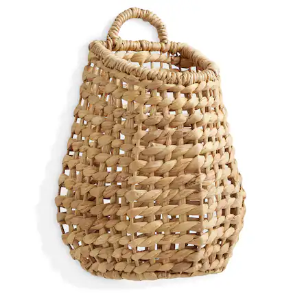 Front. Casafield - Open Weave Wall Hanging Basket - Hyacinth Plant and Flower Storage Bin - Natural.