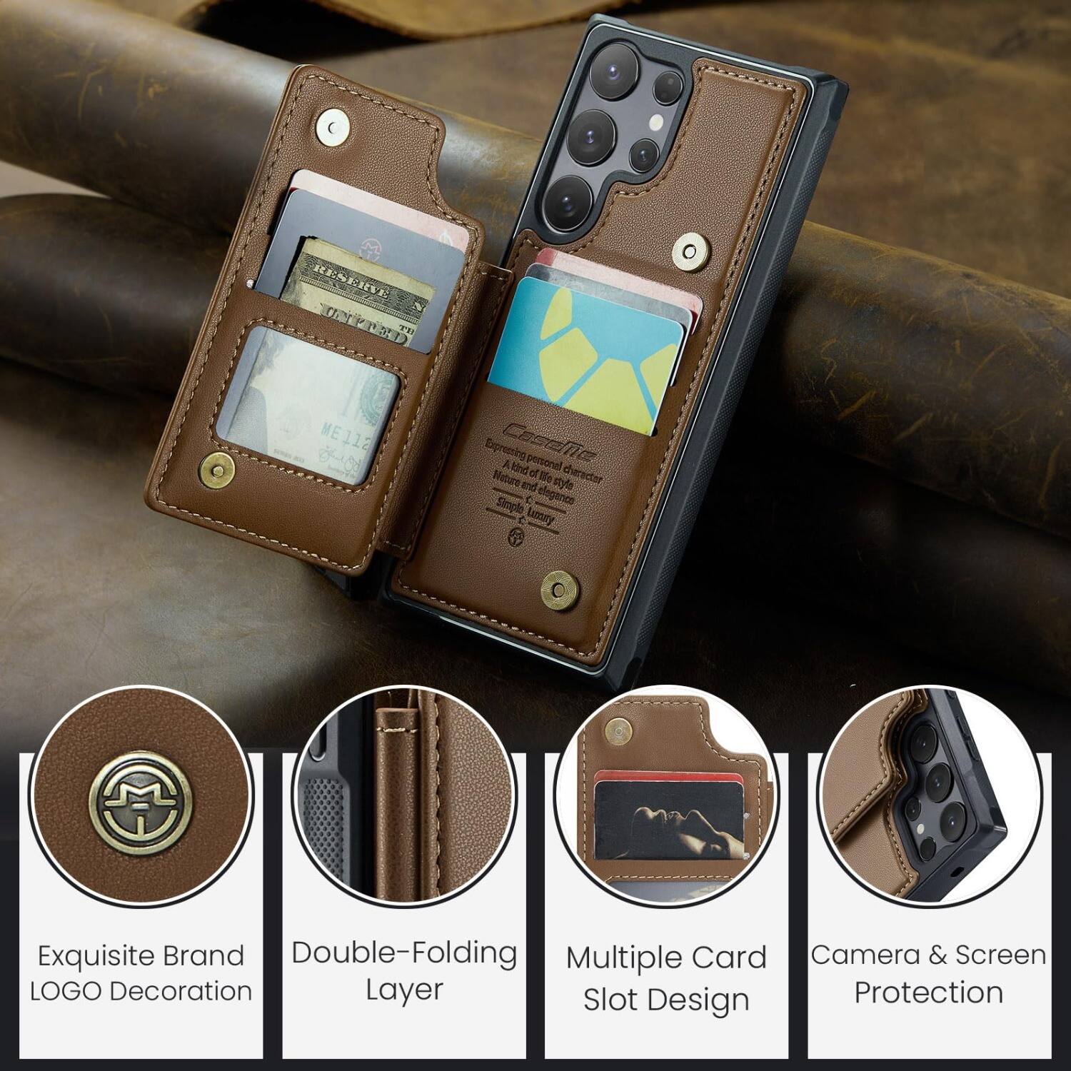 RESERVE UNITED TB ME112 guyo

Expressing A kind of Case me personal of character Nature bra We style eleganco

Exquisite Brand Double-Folding Multiple Card Camera & Screen LOGO Decoration Layer Slot Protection Design