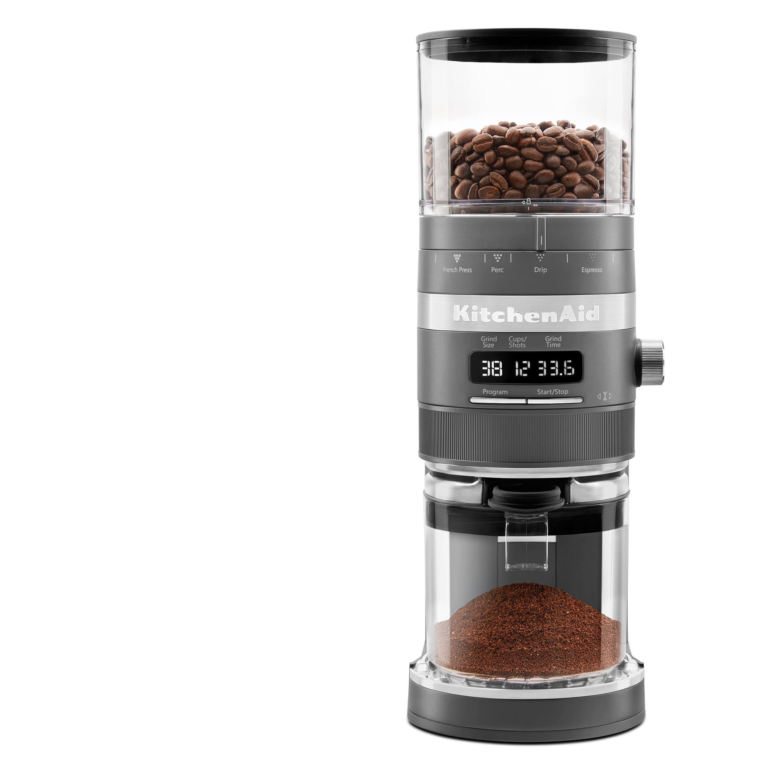 Angle. KitchenAid - Burr Coffee Grinder - Matte Charcoal Grey.