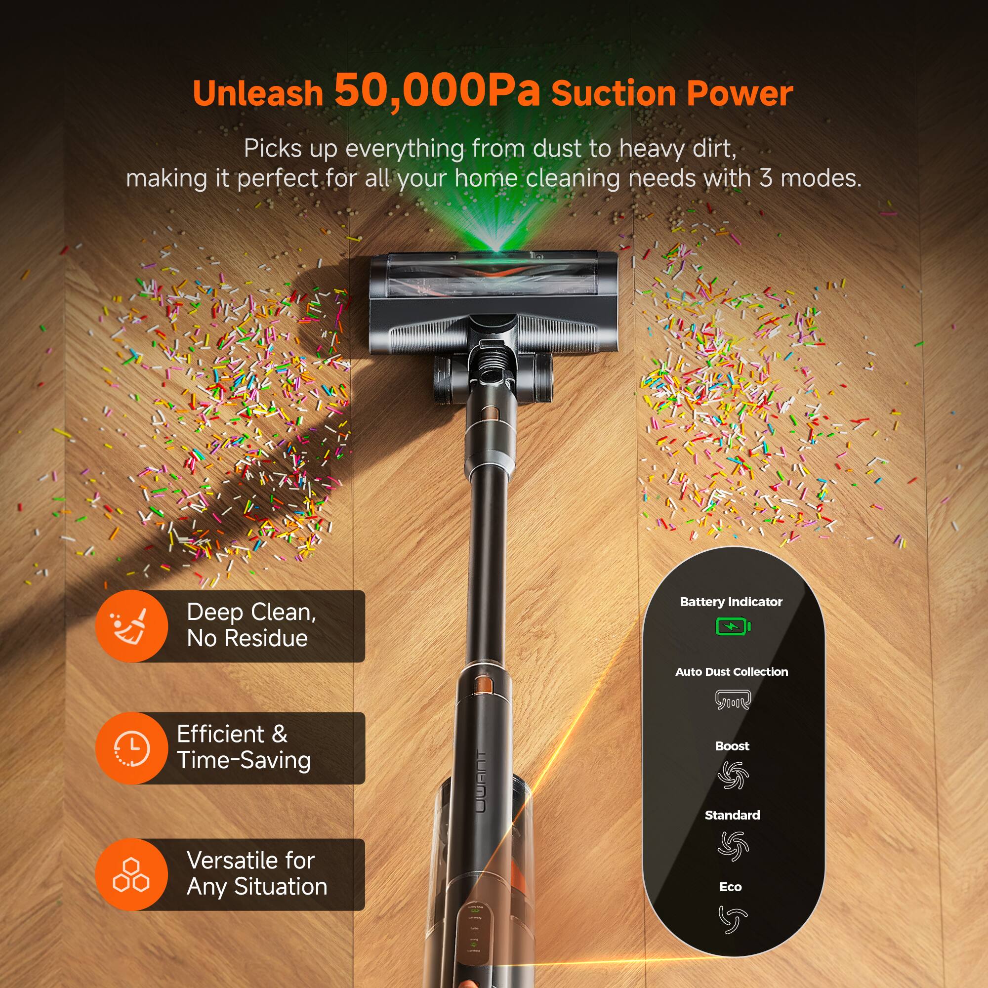 uwant V500 Cordless Vacuum Cleaner with Auto Empty&Auto Dust Scrap ...