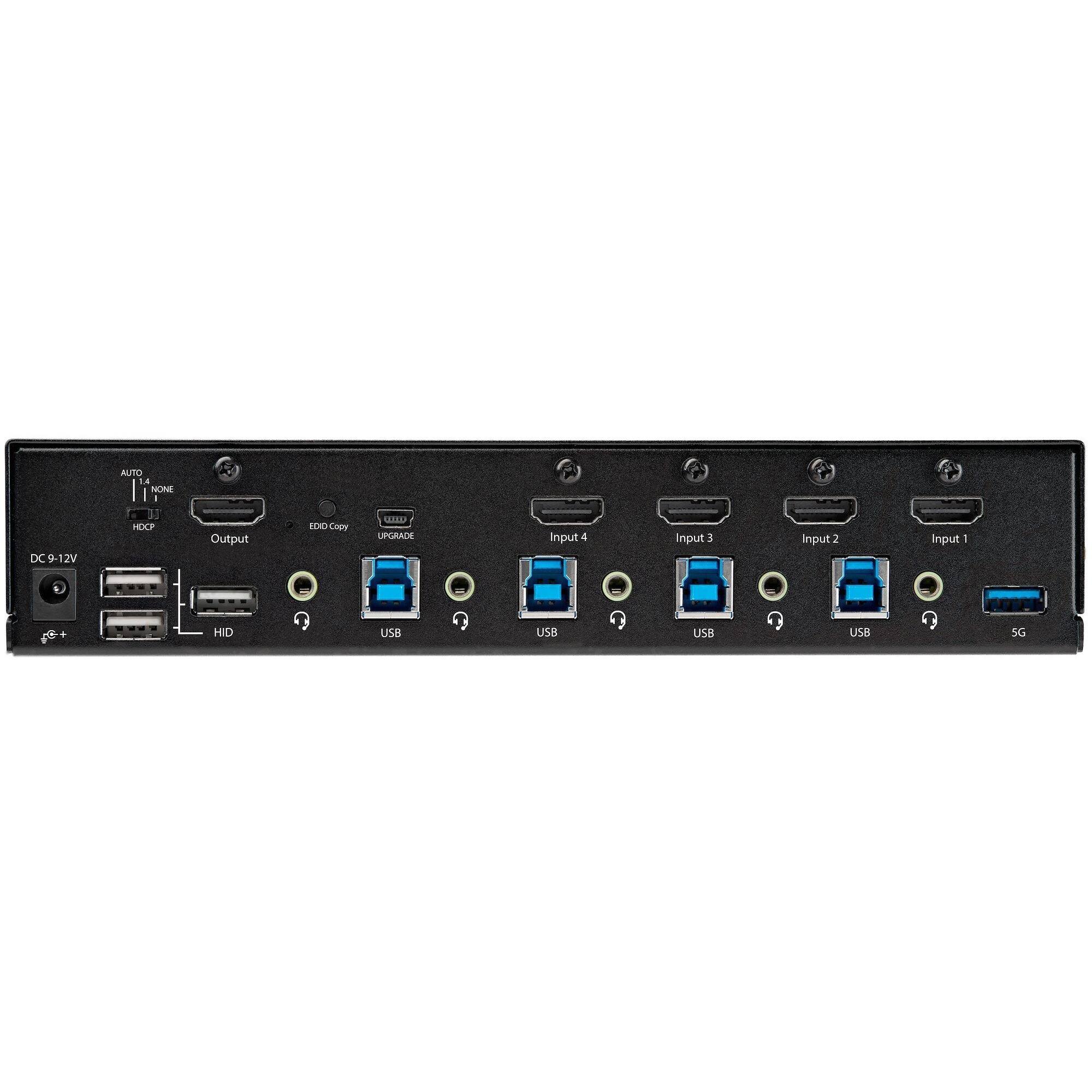 AUTO 1.4 NONE  
DC 9-12V  
HDCP  
Output  
EDID Copy  
UPGRADE  
Input 4  
Input 3  
Input 2  
Input 1  
HID  
USB  
USB  
USB  
USB  
5G