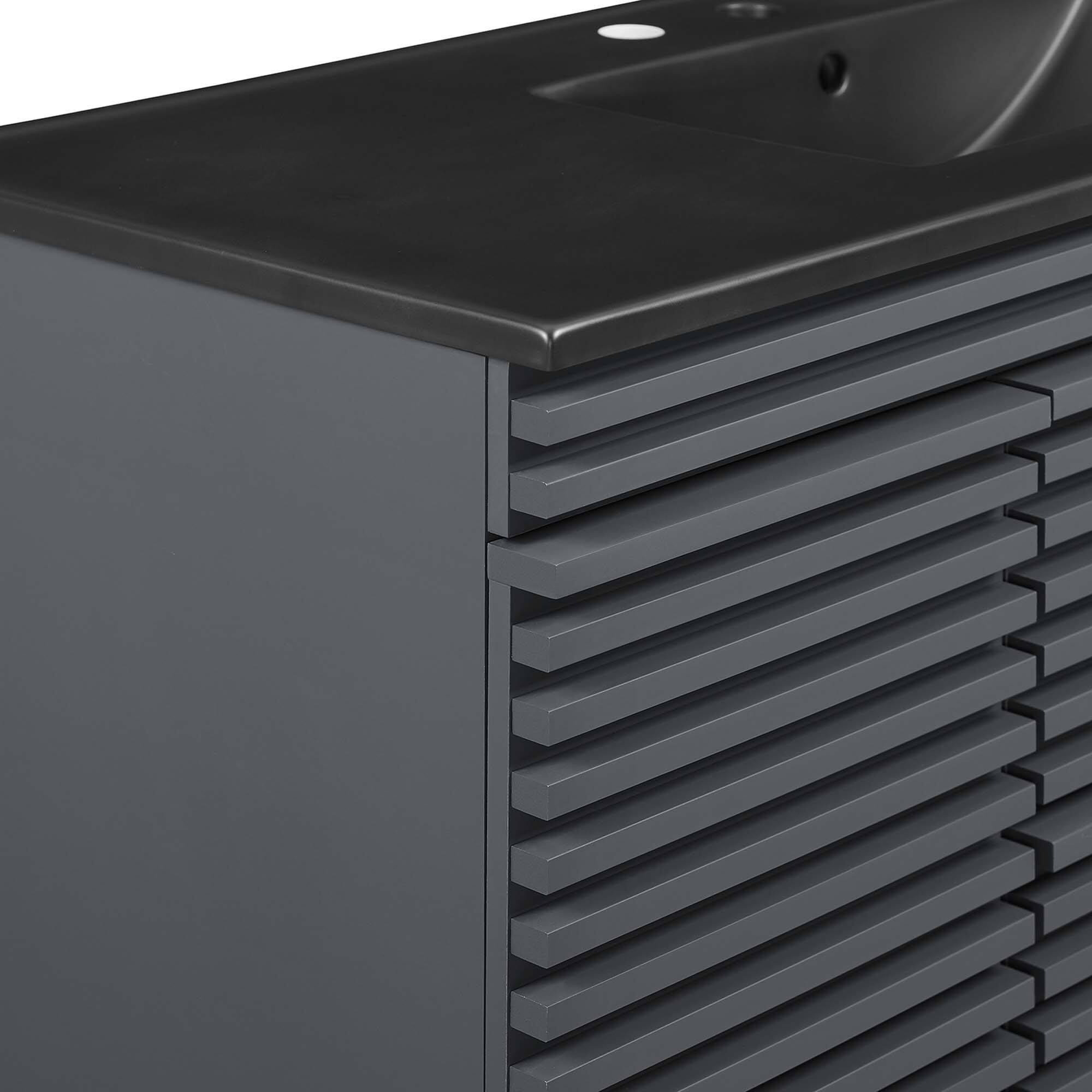 Alt View 7. Modway - Render 48" Wall-Mount Bathroom Vanity Basin Included by Modway - Gray Black.