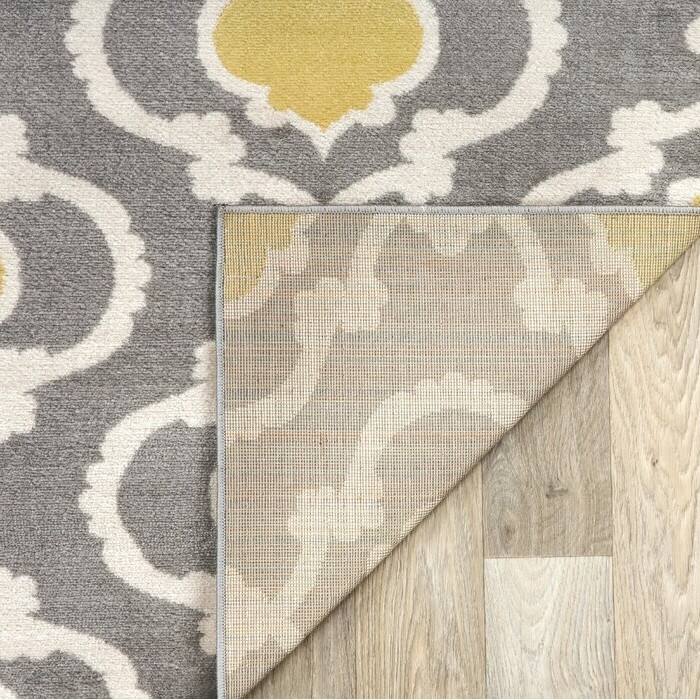 Left. Hivvago - 5'3" x 7'3"' Grey Yellow Trellis Geometric Polpropylene Area Rug - Grey ,Yellow.