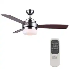 Black+Decker - 52 inch Celing Fan with Remote Control - Mahogany