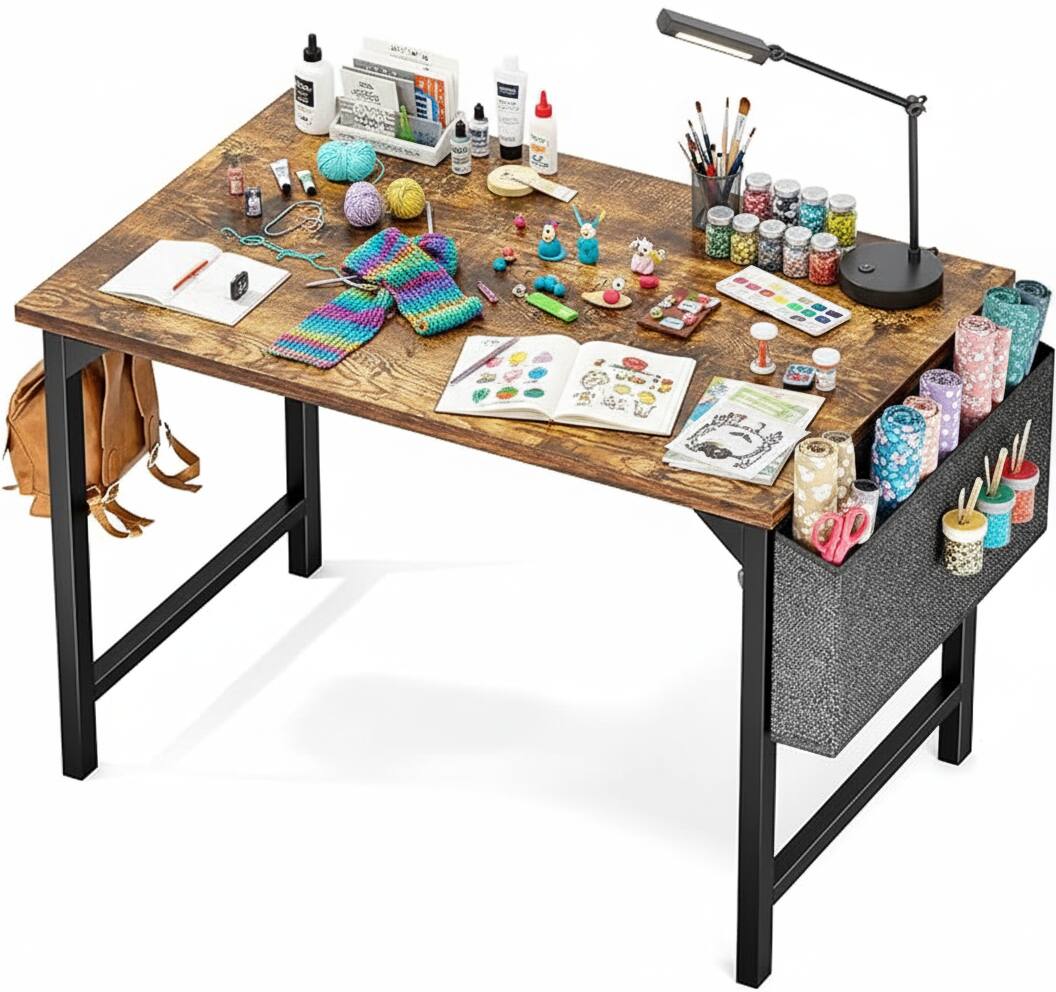 Alt View 5. AOITUN - 40 Inch Rustic Desk with Storage Bag & Hook, Small Computer Writing Table for Home Office, Dorm Room & Students - Steel.