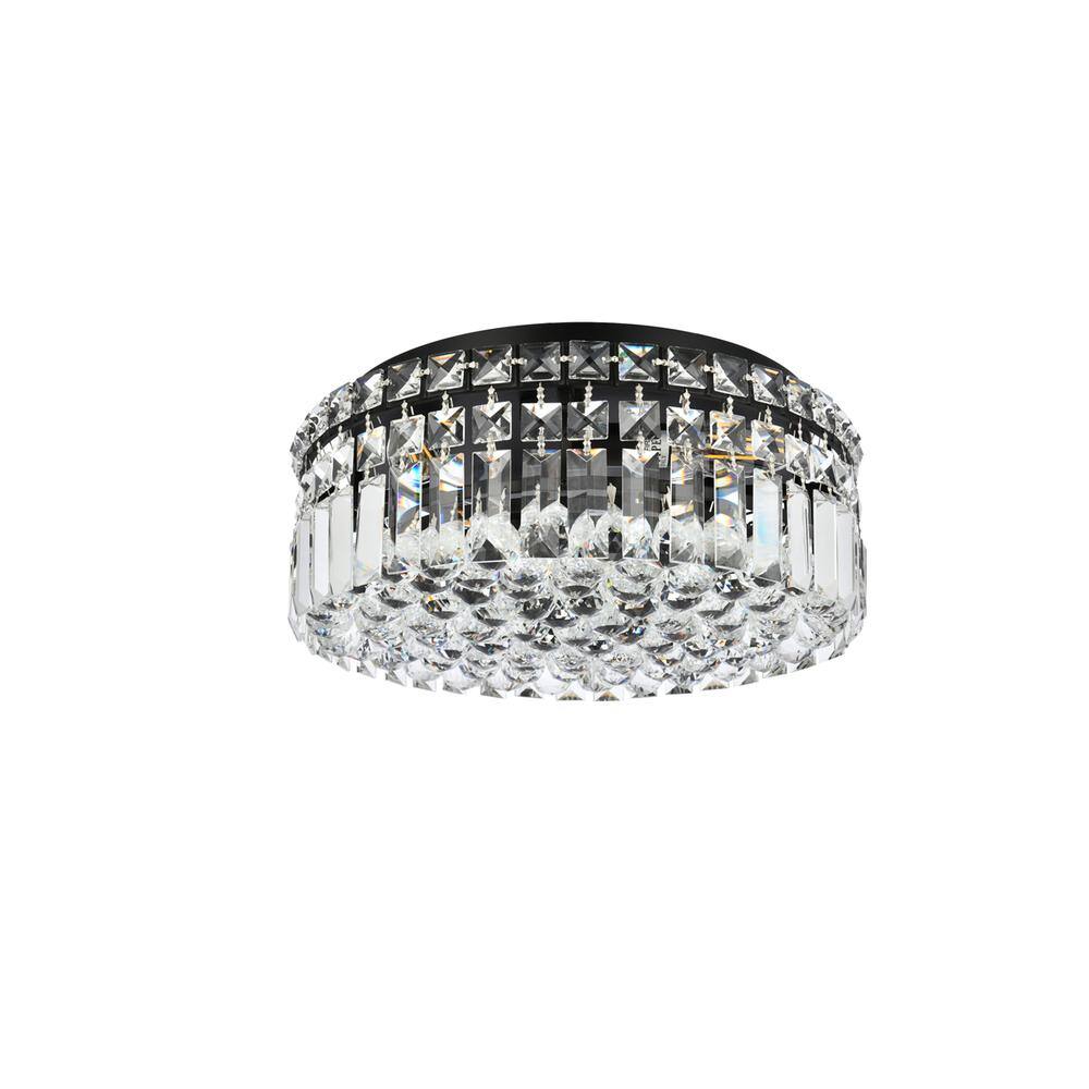Back. Elegant Lighting - Maxime 14 inch black flush mount - Black And Clear.