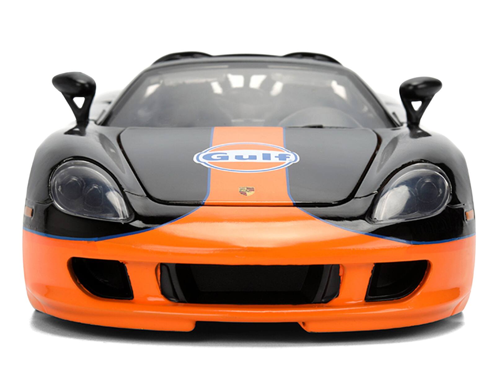 Alt View 5. Jada - Porsche Carrera GT Convertible #7 "Gulf Oil" Black with Orange Graphics "Hyper-Spec" Series 1/24 Model Car by Jada.