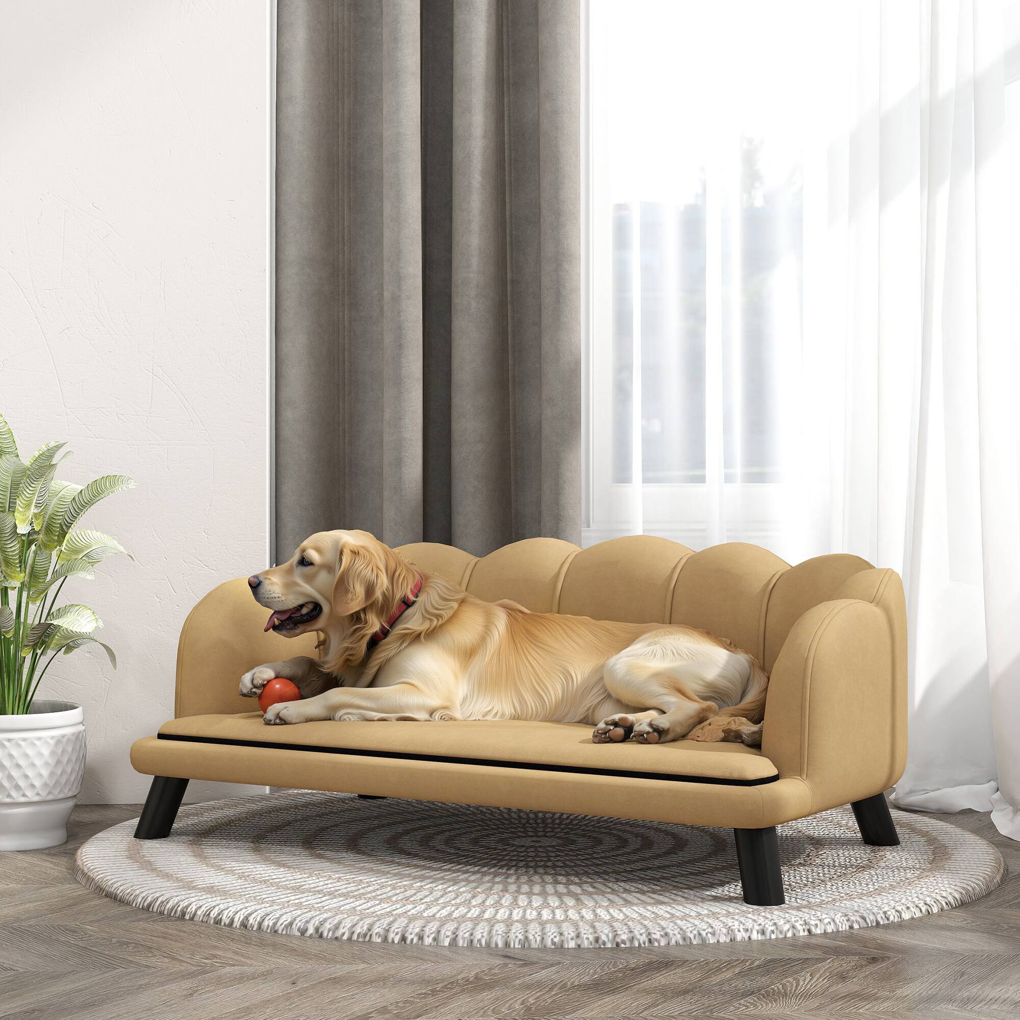Alt View 7. Pawhut - Design Pet Sofa for Medium and Large Sized Dogs - Coffee.