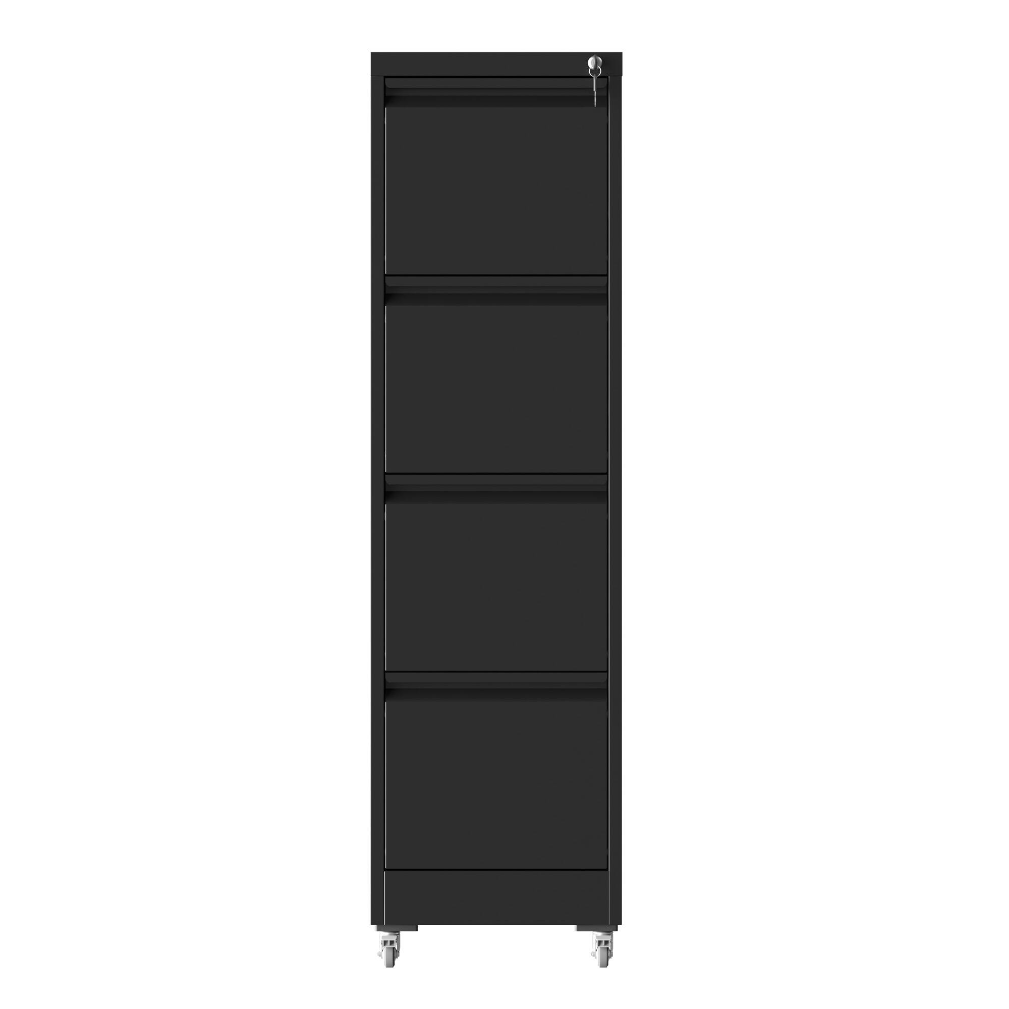 Alt View 9. GOODSILO - Heavy-Duty 4 Drawer Locking Vertical File Cabinet with Wheels for Office and Home Document Storage - Black.