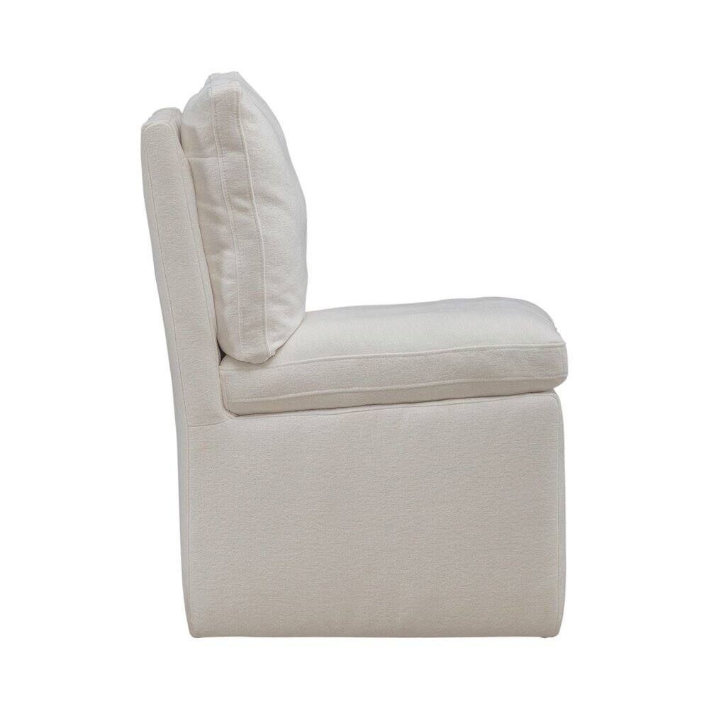 Left. Liberty Furniture Industries - Accent Dining Chair with Castors - Squared Back - Ivory Upholstry - White.