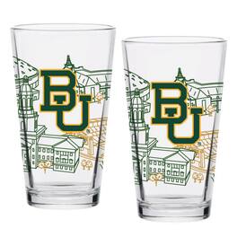 Indigo Falls - Baylor Bears Two-Pack 16oz. Campus Line Art Pint Glass Set - Multicolor