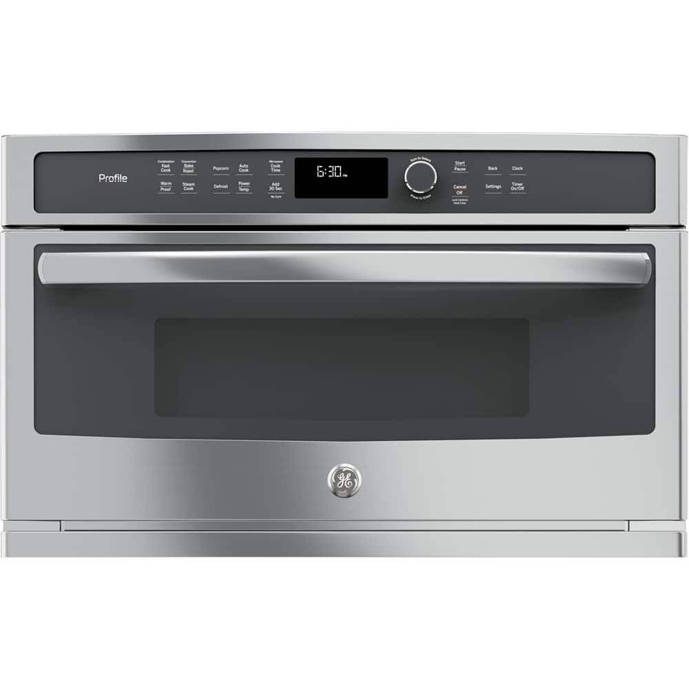 GE Profile - 1.7 Cu. Ft. Convection Built-In Microwave with Turntable - Stainless Steel - Front_Zoom