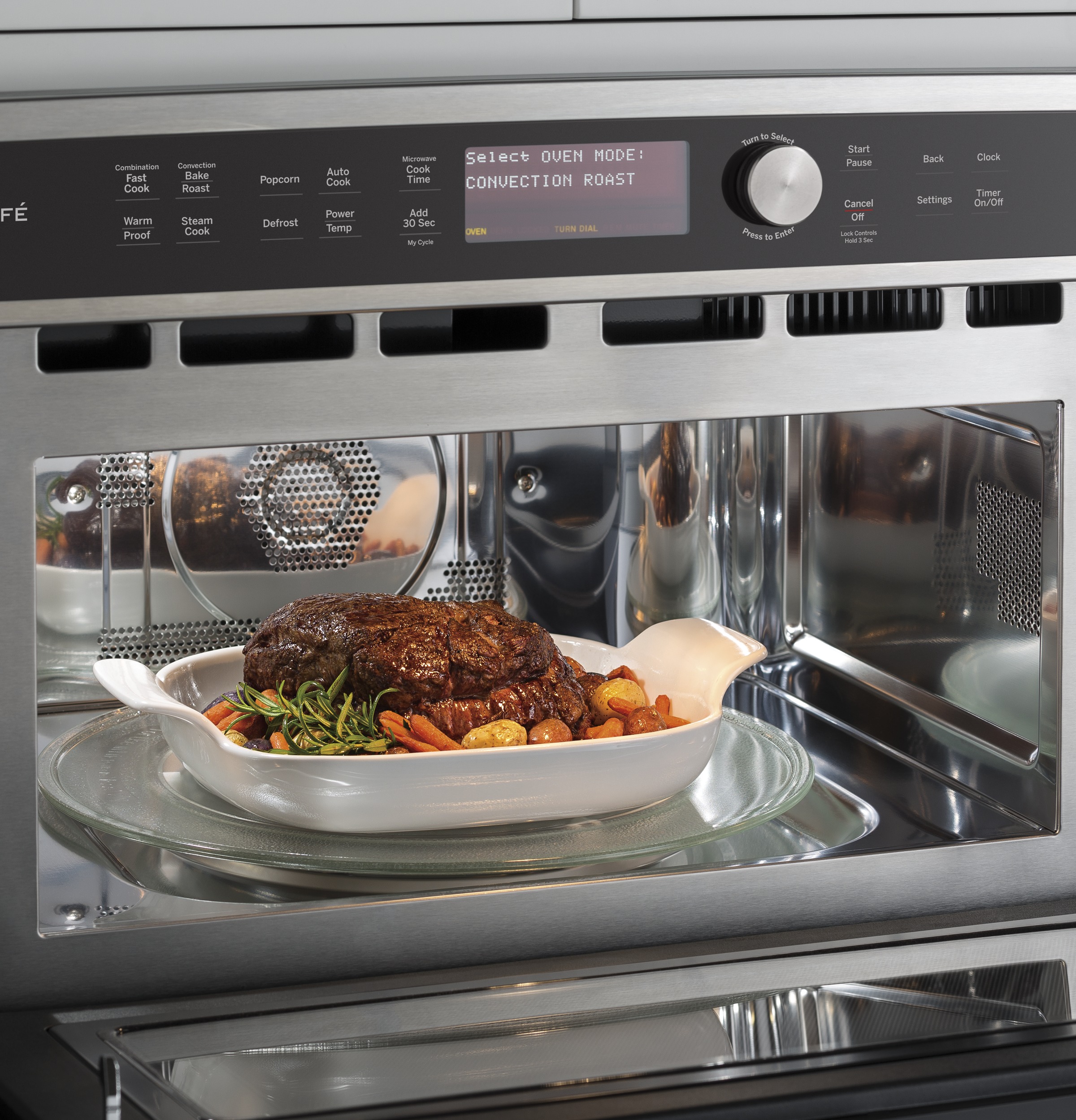Angle View: Café - 1.7 Cu. Ft. Built-In Microwave - Stainless steel