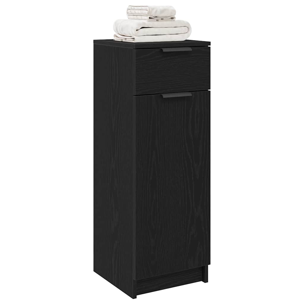 Alt View 2. Boyel Living - Artisan Black Oak Bathroom Storage Cabinet with Drawer and Shelf - Black.