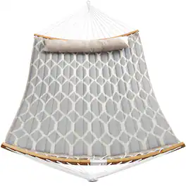 Songmics Home - Hammock, Quilted Double Hammock with Padded Pillow, 78.7 x 55.1 Inches, 495 lb Weight Capacity, Portable - Gray
