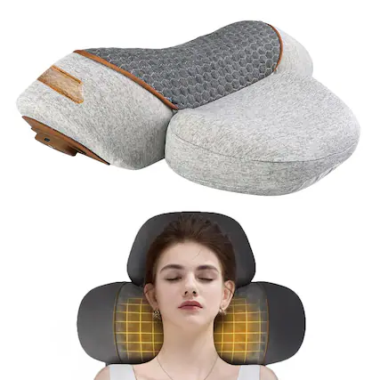 Front. Live At Space - Plug-in 3-in-1 Neck Pillow with Vibration, Heat & Air Stretch, 30-Min Auto Cycle, C-Shape Memory Foam - 642146671340.