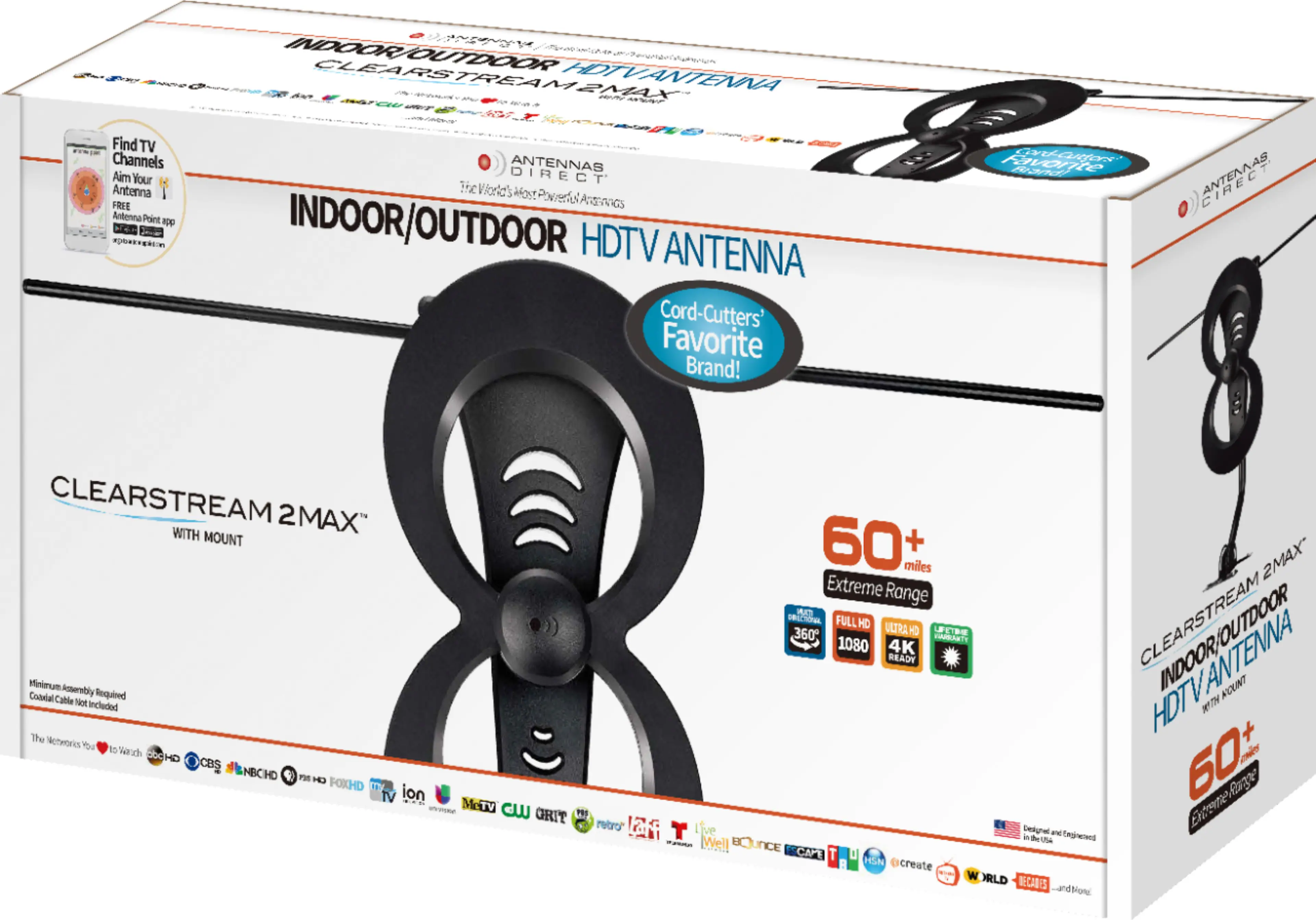 Alt View 21. Antennas Direct - ClearStream 2MAX Indoor/Outdoor HDTV Antenna - Black.