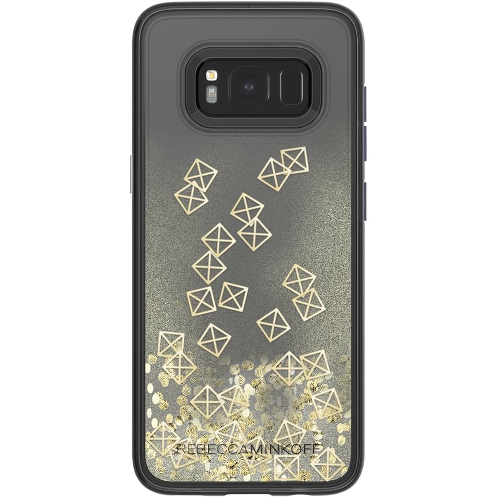 Front. Rebecca Minkoff - Glitterfall Case for Samsung Galaxy S8 - Gold Studs.