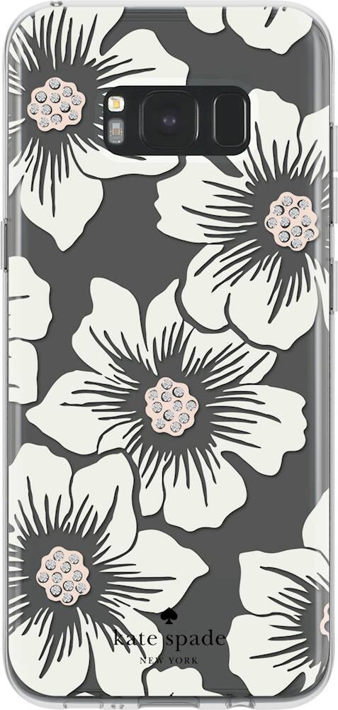 Front. kate spade new york - Hardshell Case for Samsung Galaxy S8+ - Cream with stones/hollyhock floral clear.