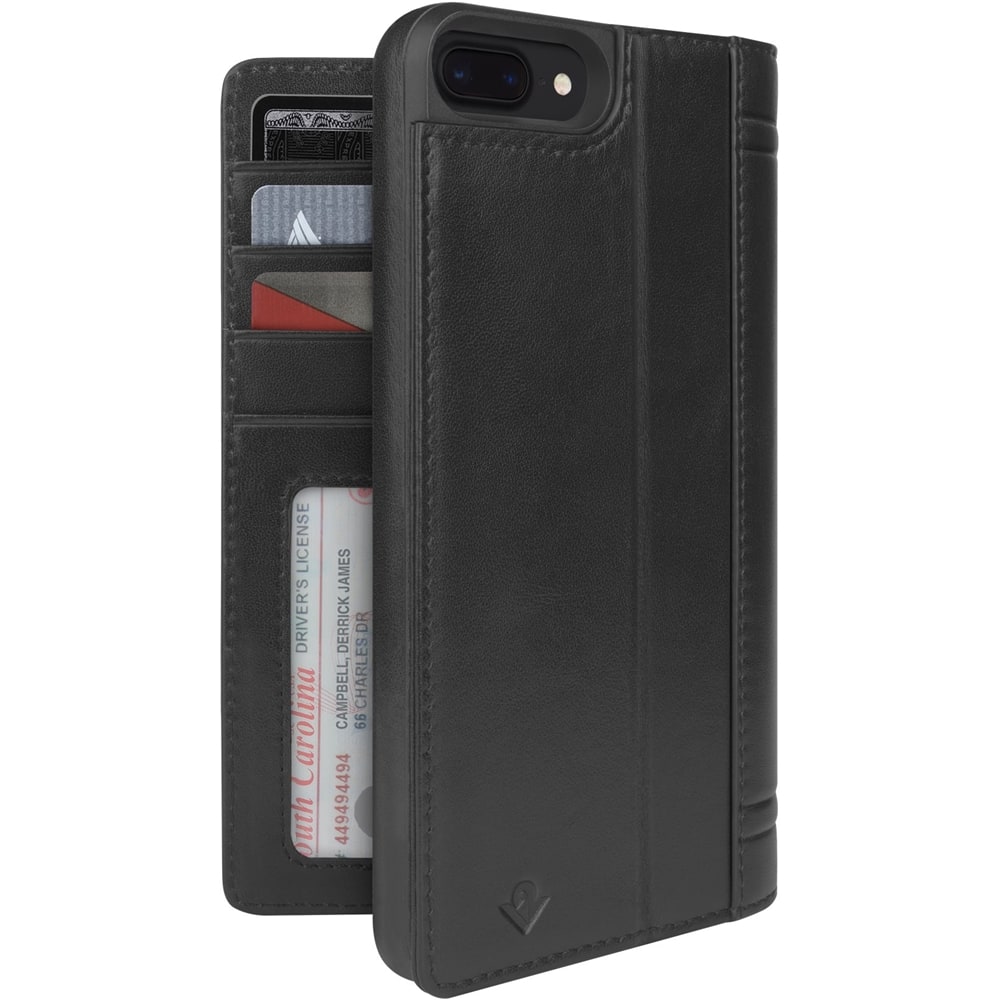 journal case for apple iphone 6 plus, 7 plus and 8 plus - black