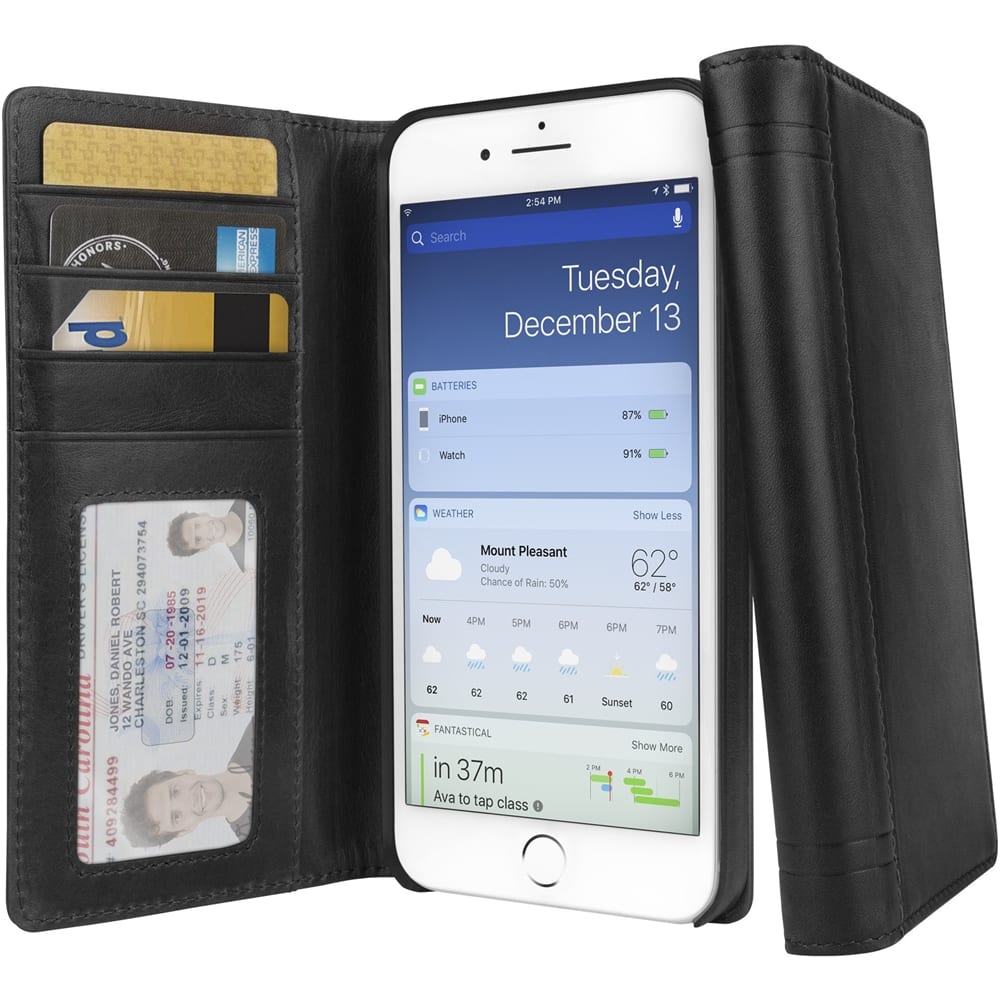 journal case for apple iphone 6 plus, 7 plus and 8 plus - black journal case for apple iphone 6 plus, 7 plus and 8 plus - black