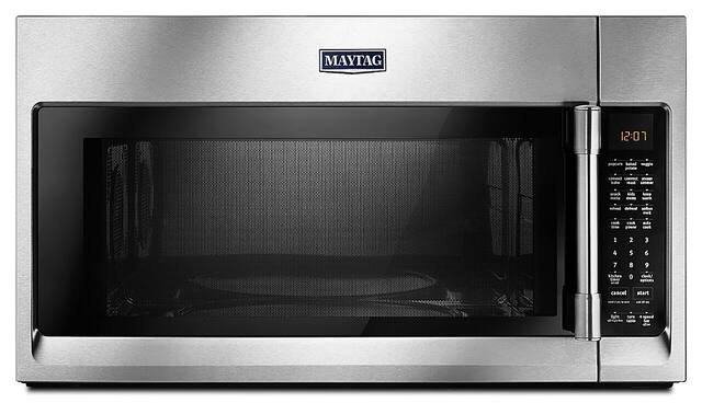 Front. Maytag - 1.9 Cu. Ft. Convection Over-the-Range Microwave with Sensor Cooking - Stainless Steel.