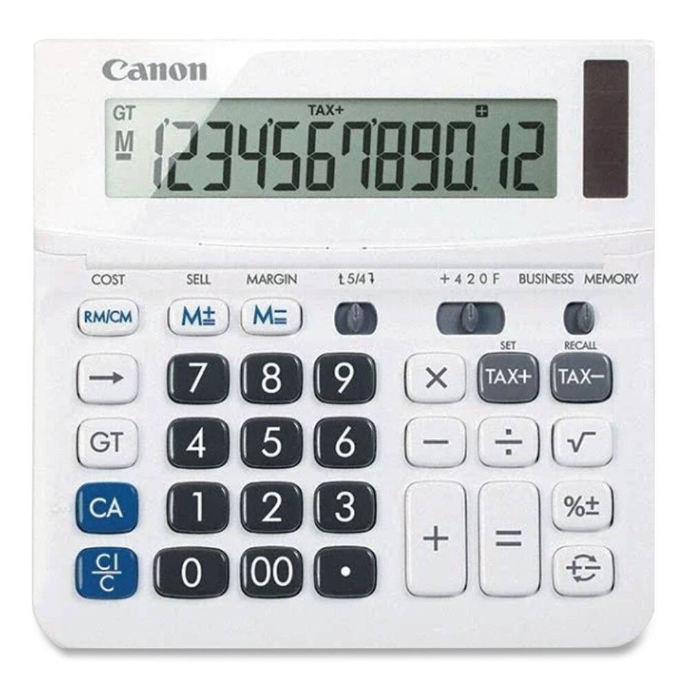 Canon GT TAX+ M  
1234567890.12  
COST SELL MARGIN t5/47 + 420F BUSINESS MEMORY  
RM/CM M+ M=  
GT CA CI C  
7 8 9 × TAX+ TAX-  
4 5 6 - ÷  
1 2 3 + = %±  
0 00 .  
SET RECALL
