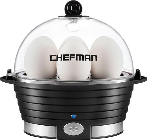 CHEFMAN - Electric Egg Cooker + Boiler, Quickly Makes 6 Eggs, BPA-Free - Black