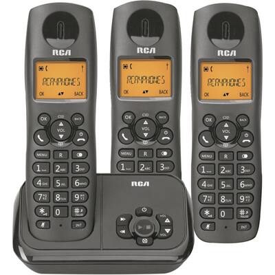 RCA - RCA-2162-3BKGA DECT 6.0 Expandable Cordless Phone System with Digital Answering System - Gloss Black