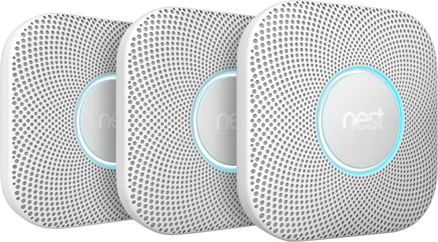 Google - Nest Protect 2nd Generation (Battery) Smart Smoke/Carbon Monoxide Alarm (3-Pack) - White