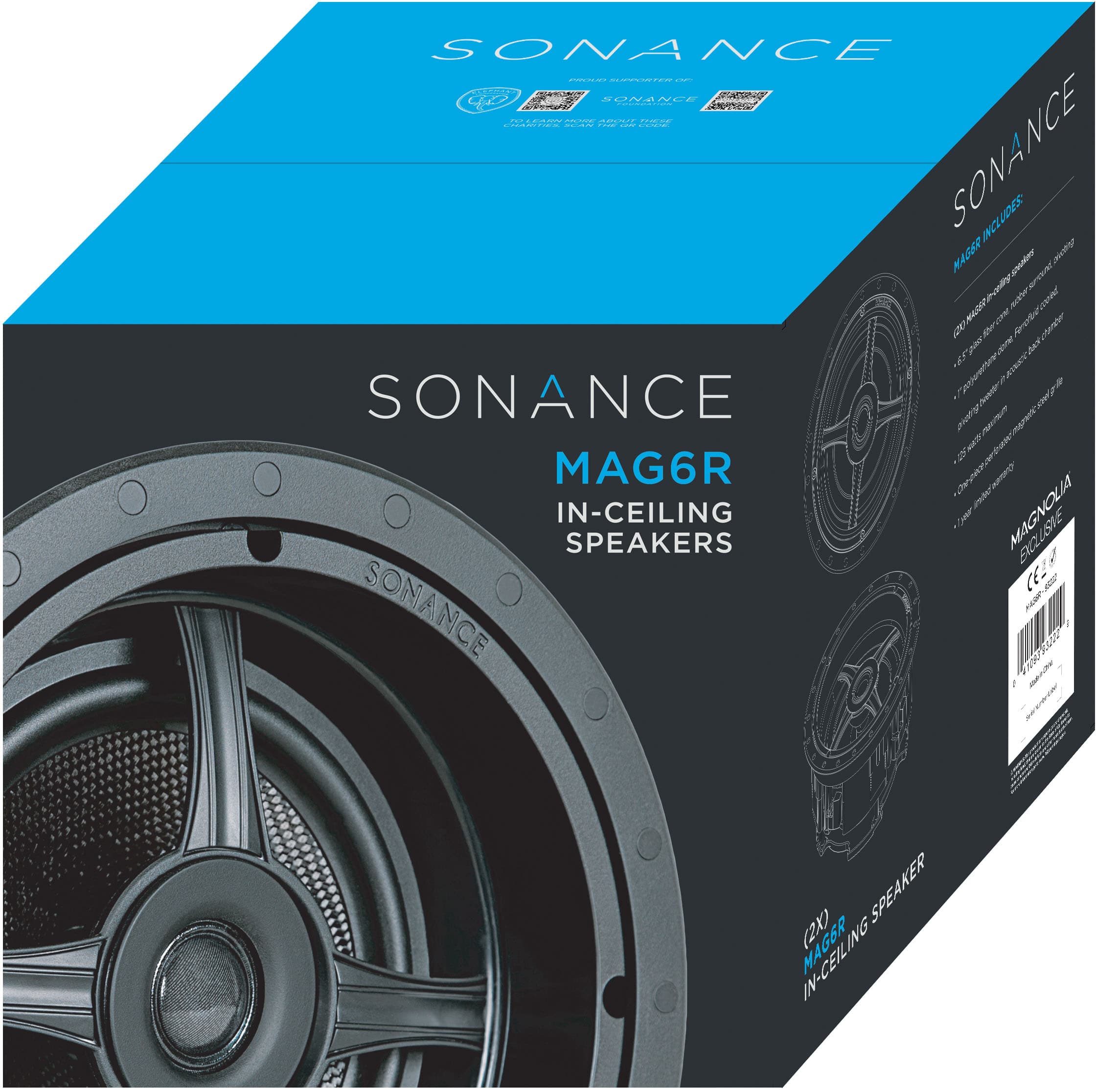 Front. Sonance - MAG6R - Mag Series 6-1/2" 2-Way In-Ceiling Speakers (Pair) - Paintable White.