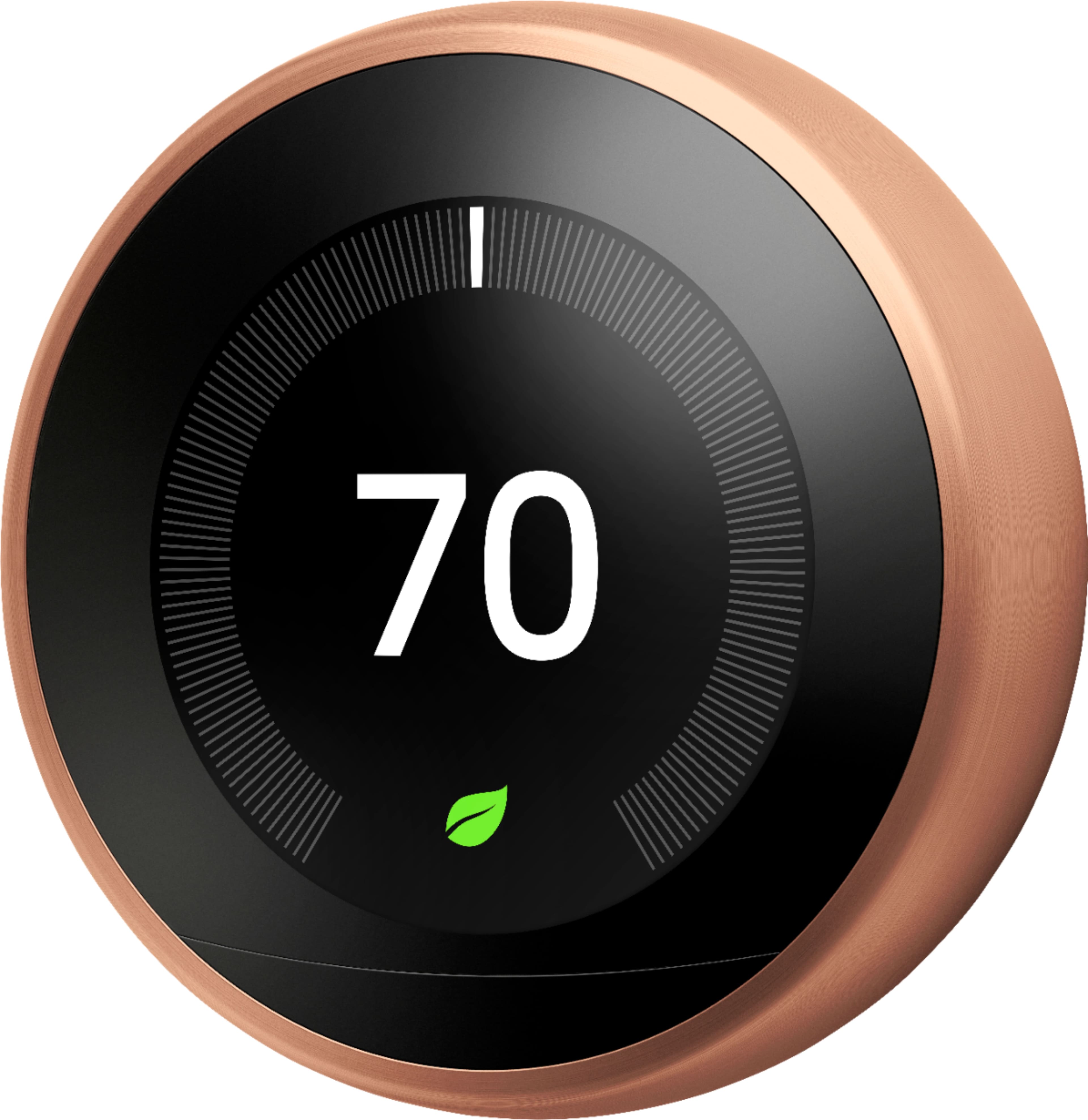 Front. Google - Nest Learning Smart Wifi Thermostat - Copper.