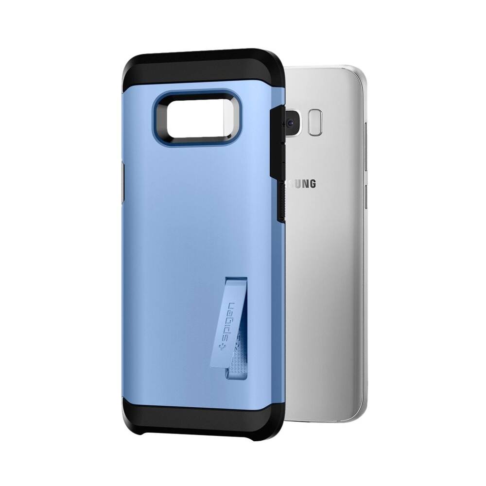 Front. Spigen - Tough Armor Case for Samsung Galaxy S8+ - Coral blue.