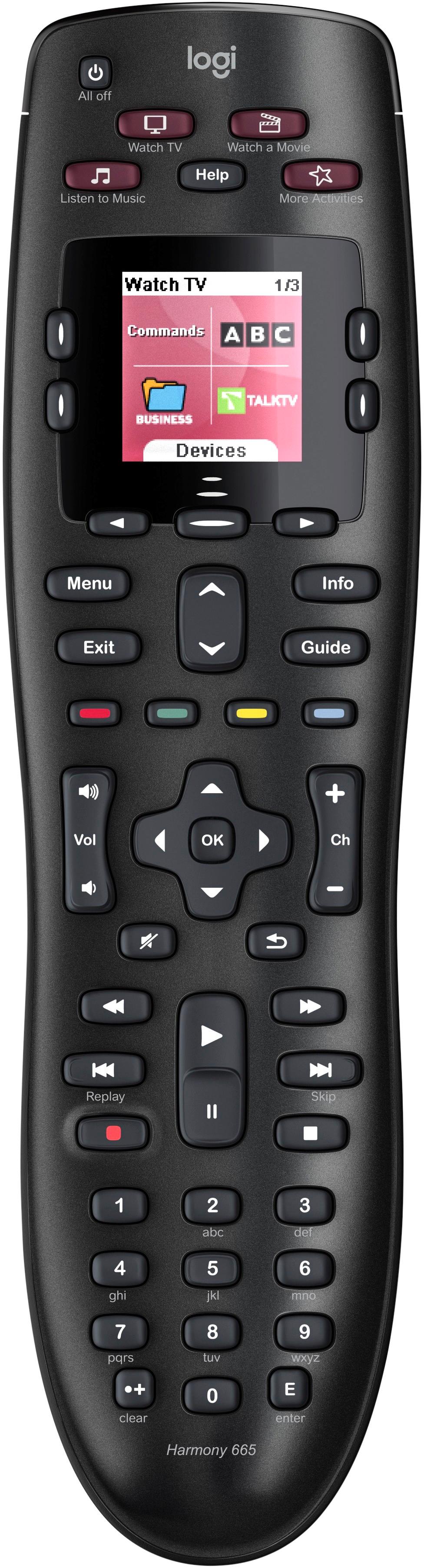 dyr Kontrakt Vedhæftet fil Logitech Harmony 665 10-Device Universal Remote Black 915-000293 - Best Buy