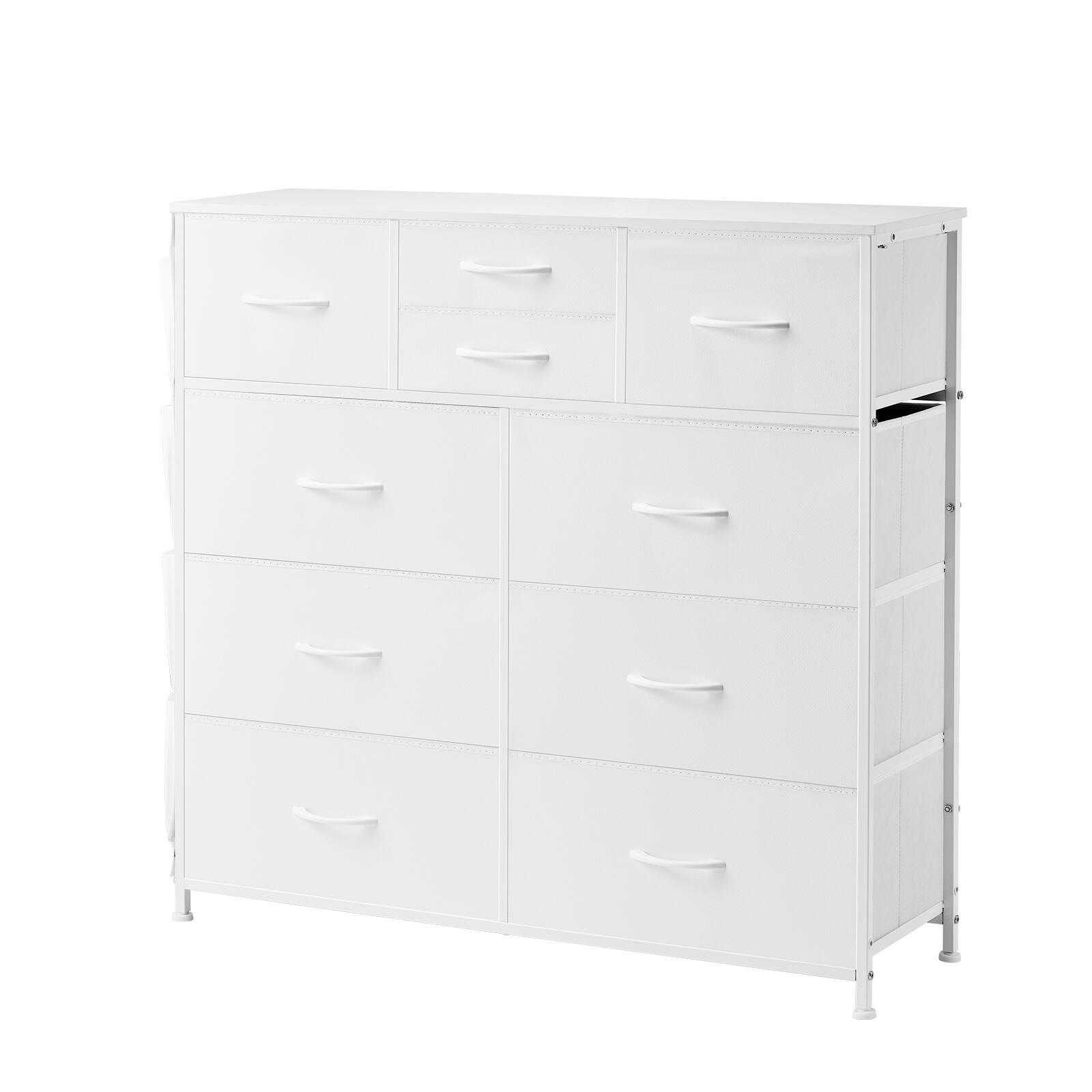 Alt View 5. VEVOR - 10 Drawer Dresser, Fabric Drawer Dresser with Fabric Bins, Closet Storage Drawers - White.