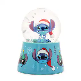 Silver Buffalo - Disney Lilo & Stitch Santa Stitch 3-Inch Mini Light-Up Snow Globe - Blue